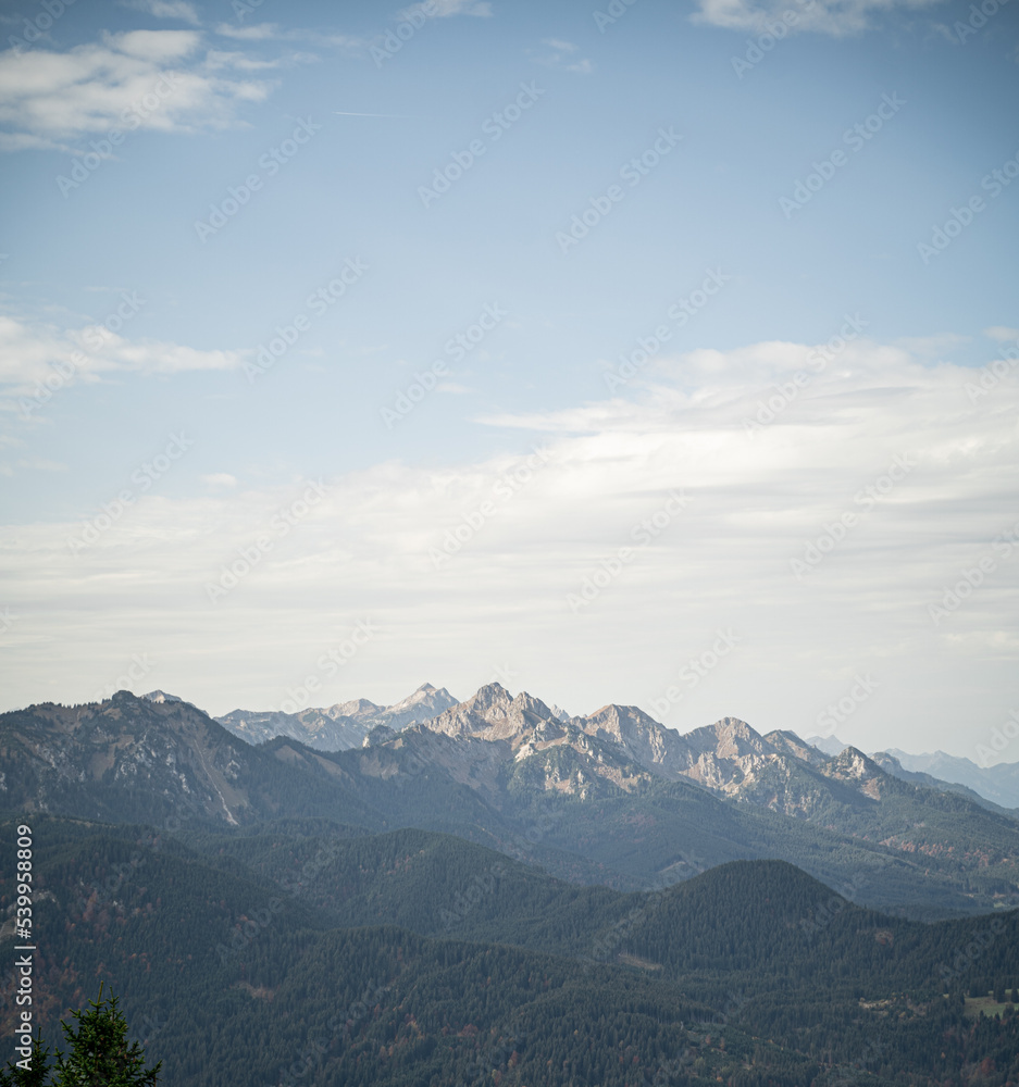 Alpine mountain range in the midday sun