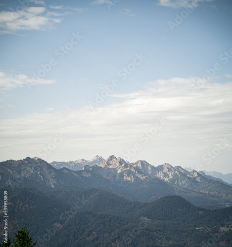 Alpine mountain range in the midday sun