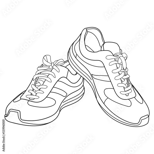 Hand drawn sneakers, gym shoes. Doodle vector illustration.	
