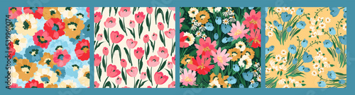Set of lforal seamless patterns. Vector design for paper, cover, fabric, interior decor and other