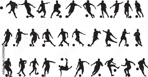 silhouette of people playing football soccer