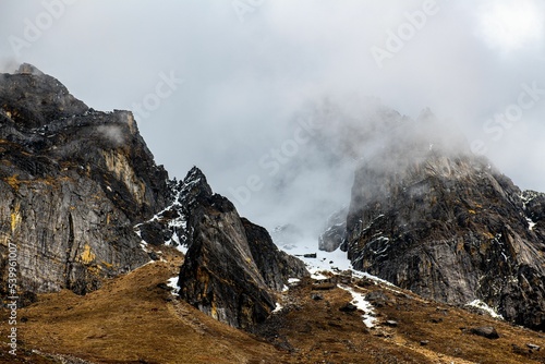 Beautiful shot of Yumesamdong (Zero Point) in Sikkim, India photo