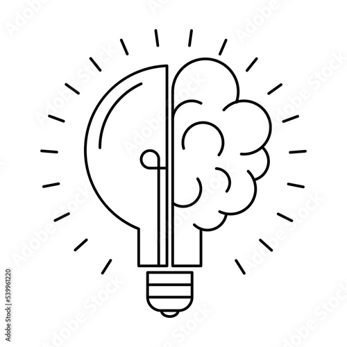 Idea line icon. Brain and light bulb vector illustration. Creative idea logo. Sign of innovation, solution, education logo