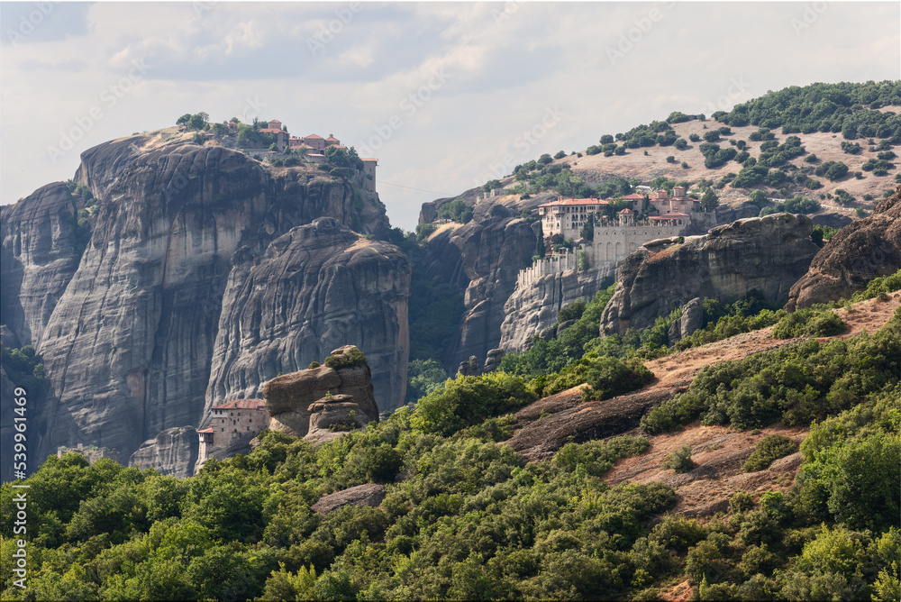 With this perfect location on cliff the Varlaam monastery dominates the valley. Meteora, Greece