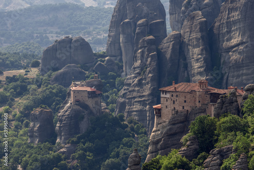These two monasteries - St Nicholas Anapafsas and Rousanou - not being able to grow in breadth, applied consecutive-storeyed construction, Meteora, Greece