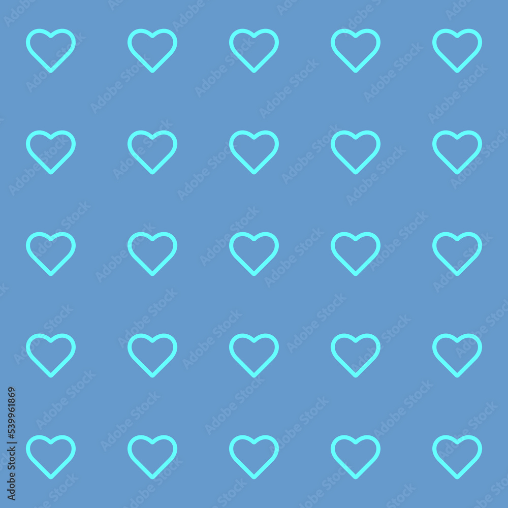 Endless seamless pattern of hearts   Turquoise vector hearts on a Blue background Wallpaper, Wrapping paper Background Vector illustration Textile Fabric design Pattern with hearts Celebration Heart