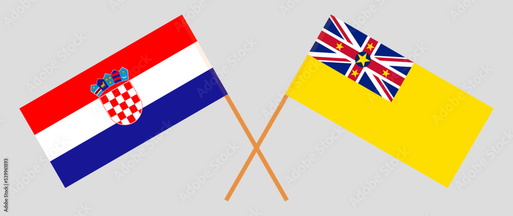 Crossed flags of Croatia and Niue. Official colors. Correct proportion