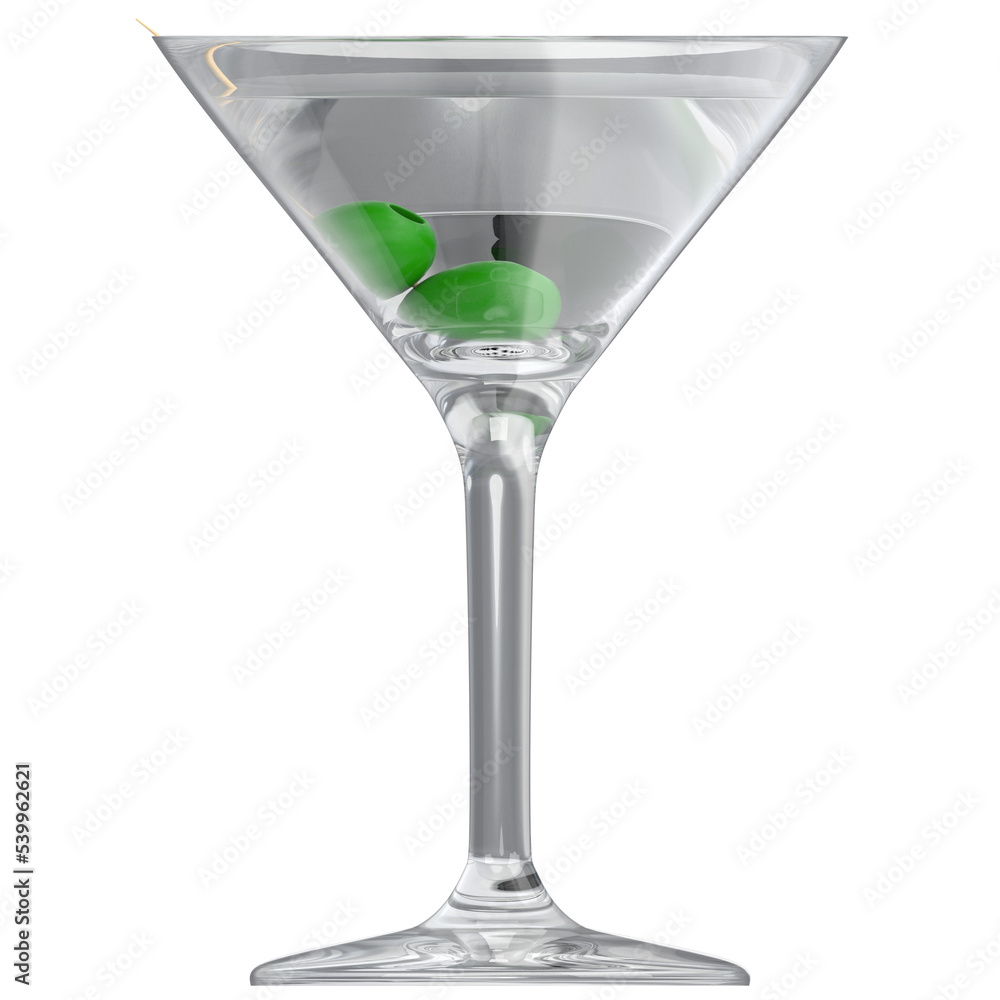 3d rendering illustration of a cocktail with olives 3d rendering illustration of a cocktail with olives