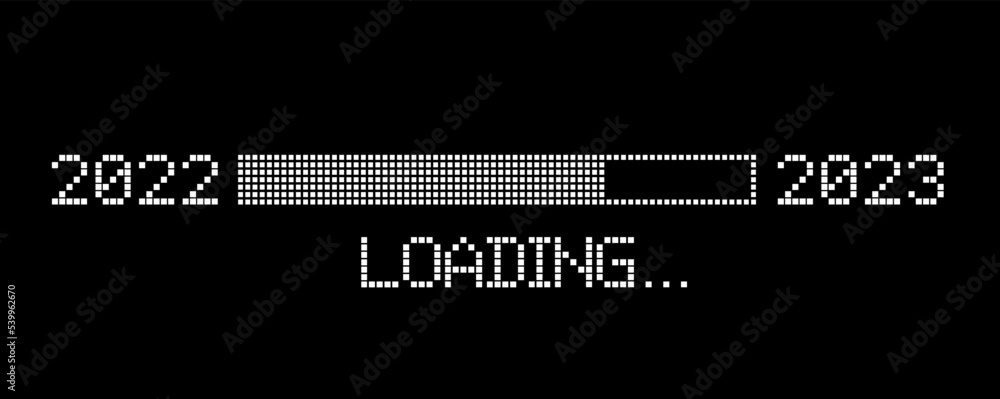 Fototapeta premium pixelated progress bar year 2022 to 2023 loading vector illustration