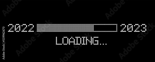 pixelated progress bar year 2022 to 2023 loading vector illustration