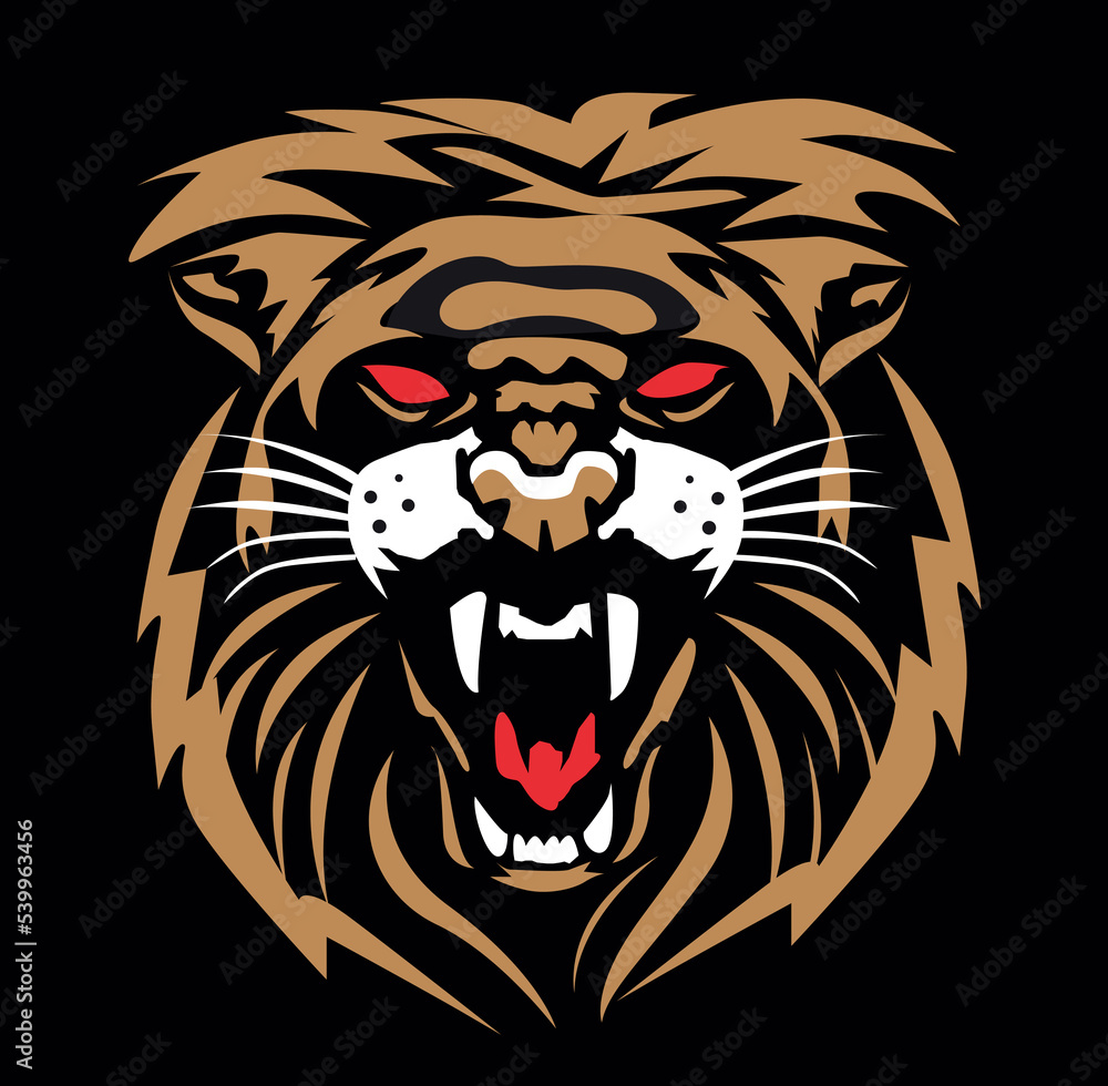 Lion vector illustration for sticker icon graphic on black background