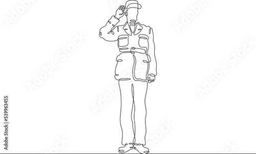 One continuous line. Historical character. French military general. French President Charles de Gaulle. Military in dress uniform.One continuous line on a white background.