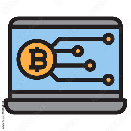 Bitcoin color line style icon