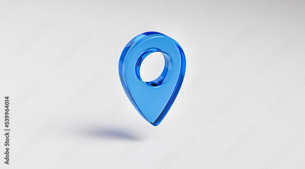 Pin Point Blue Glass Location Symbol of Position 3D Render Pin Point Blue Glass Location Symbol of Position 3D Render