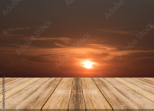 wooden floor and sky