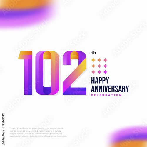 102 Year Anniversary Icon Vector Template Design Illustration