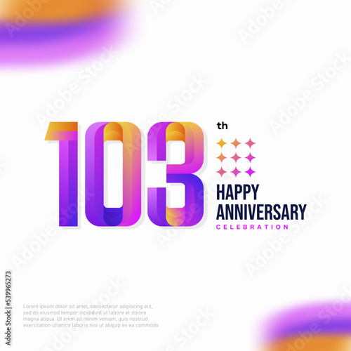 103 Year Anniversary Icon Vector Template Design Illustration