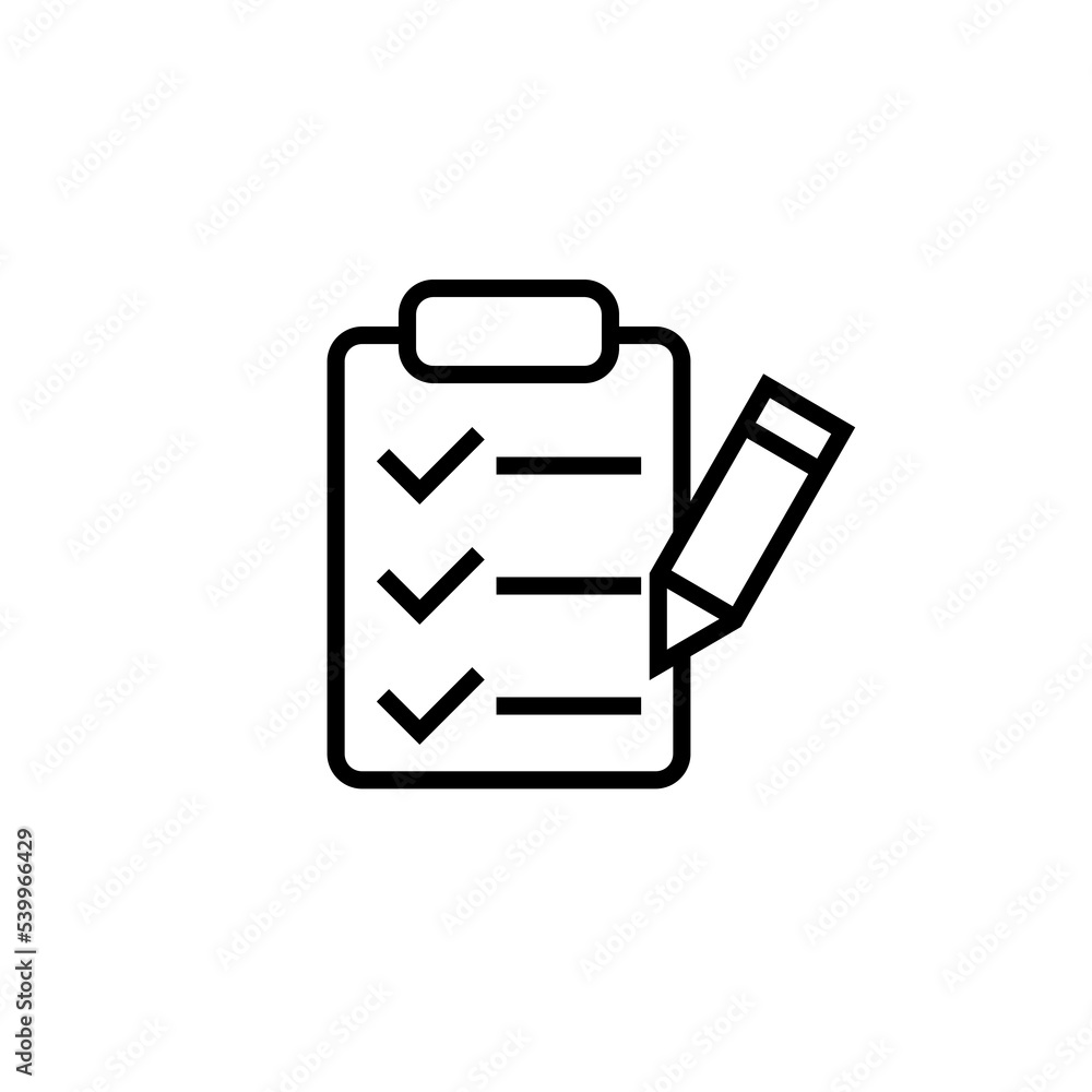 Clipboard line icon isolated on white background Clipboard line icon isolated on white background