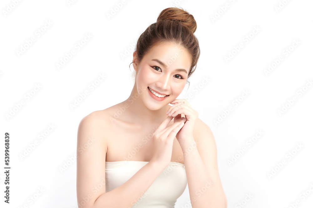 Beautiful young asian woman with clean fresh skin on white background, Face care, Facial treatment, Cosmetology, beauty and spa, Asian women portrait. Beautiful young asian woman with clean fresh skin on white background, Face care, Facial treatment, Cosmetology, beauty and spa, Asian women portrait.