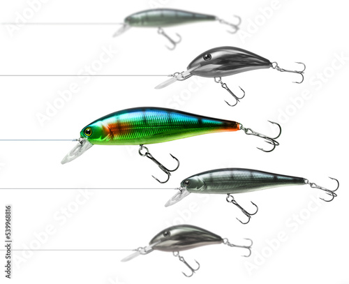 Photography Attractive and interesting colorful fishing lure wobbler catches the attraction