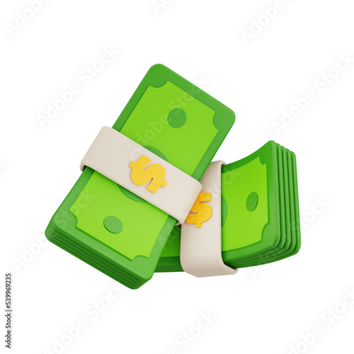 money stack isolated. 3d rendering. PNG file
