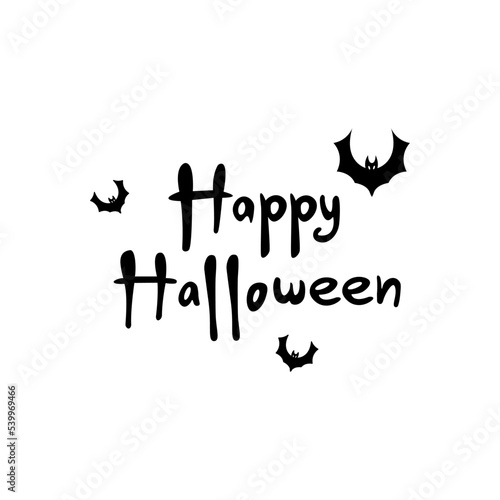Happy Halloween Font vector with Bats. Happy Halloween vector isolated on white background. Bats vector. Happy Halloween illustration. 