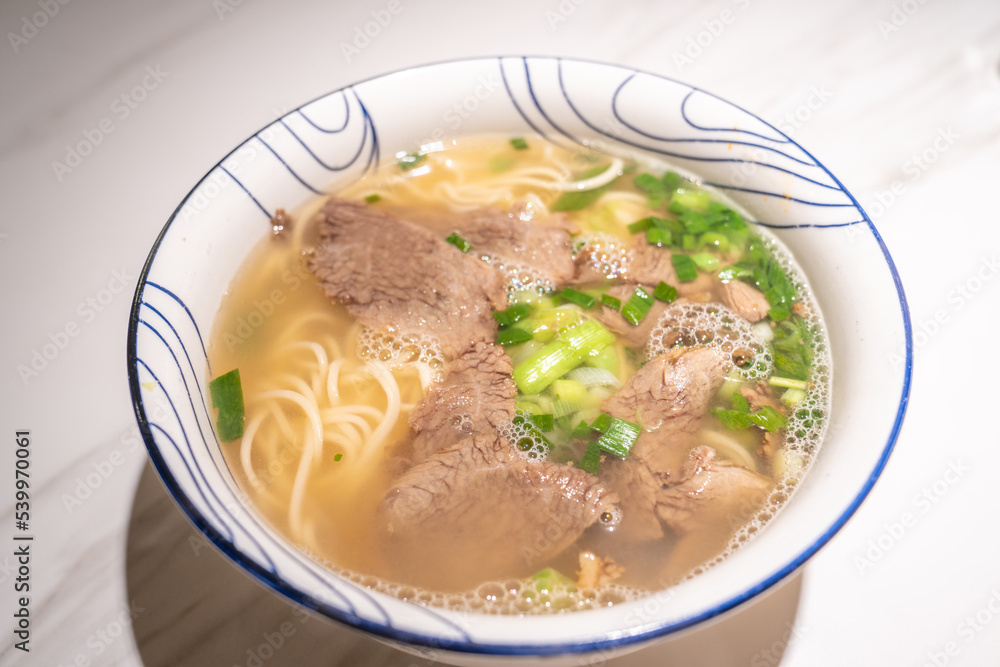 A delicious bowl of beef ramen A delicious bowl of beef ramen