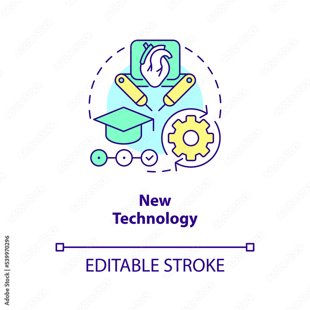 New technology concept icon. Costly healthcare reason. Smart medical solutions abstract idea thin line illustration. Isolated outline drawing. Editable stroke. Arial, Myriad Pro-Bold fonts used New technology concept icon. Costly healthcare reason. Smart medical solutions abstract idea thin line illustration. Isolated outline drawing. Editable stroke. Arial, Myriad Pro-Bold fonts used