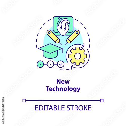 New technology concept icon. Costly healthcare reason. Smart medical solutions abstract idea thin line illustration. Isolated outline drawing. Editable stroke. Arial  Myriad Pro-Bold fonts used