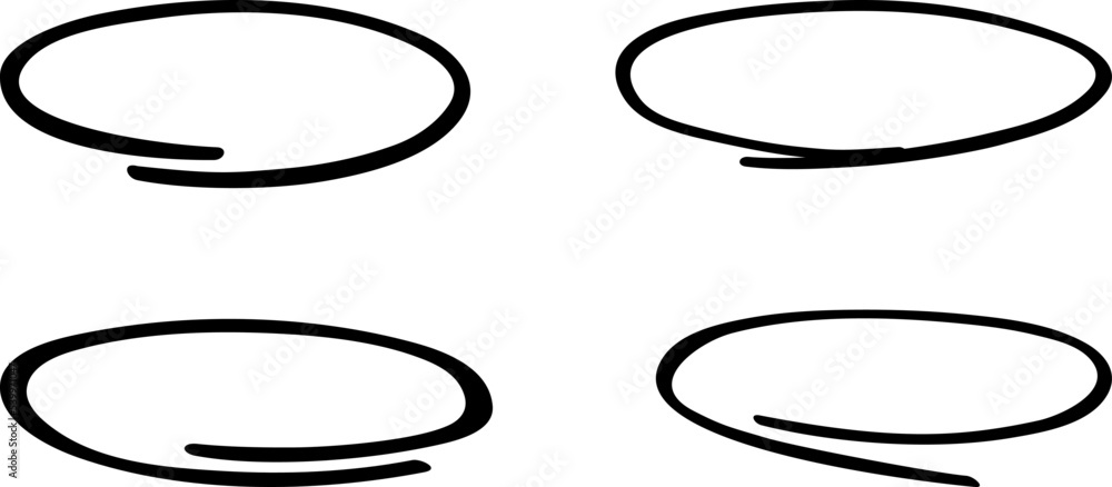 Black circle, pen draw set. Highlight hand drawing different circles isolated on background. Handwritten black circle. For marking text, numbers, marker pen, pencil and text check, vector illustration Black circle, pen draw set. Highlight hand drawing different circles isolated on background. Handwritten black circle. For marking text, numbers, marker pen, pencil and text check, vector illustration