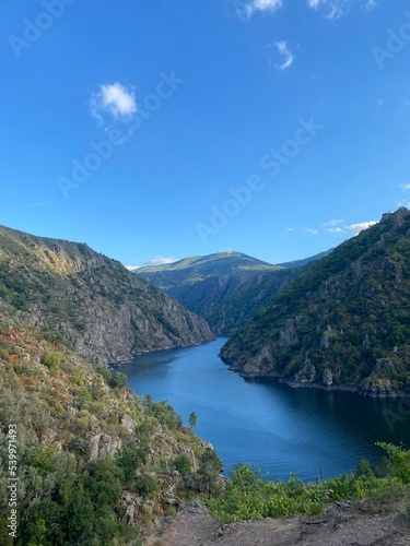 The Sil river canyon in the province of Orense in Galicia, Spain. View of the Sil river canyon.