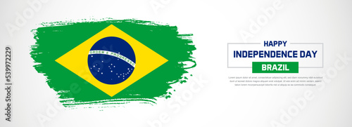 Free Download Abstract flag of Brazil on hand drawn brush strokes. Happy Independence Day with grunge style vector background - GFXLoad