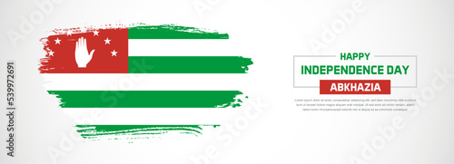 Abstract flag of Abkhazia on hand drawn brush strokes. Happy Independence Day with grunge style vector background