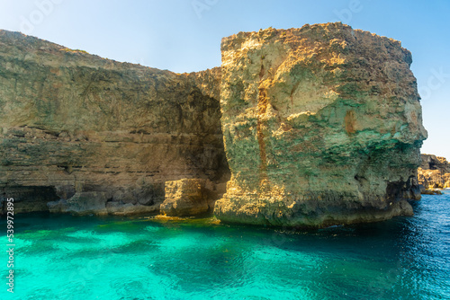 Crystal clear water under the cliffs of Malta