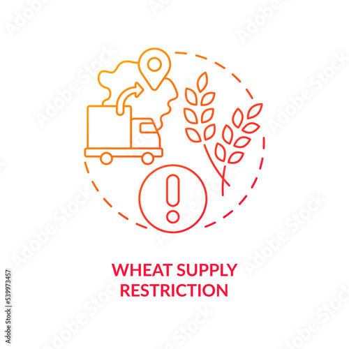 Wheat supply ban red gradient concept icon. Regulate food inflation. International trade restriction abstract idea thin line illustration. Isolated outline drawing. Myriad Pro-Bold fonts used