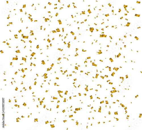 golden confetti overlay isolated on white background, vector illustration