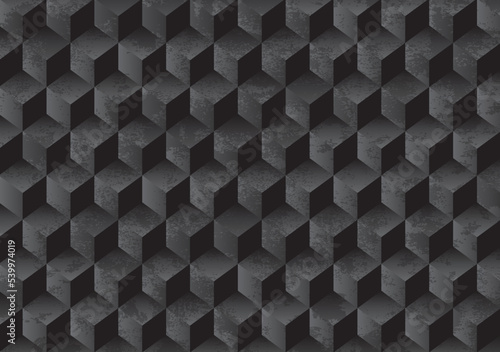 立方体のような幾何学模様とグランジ黒