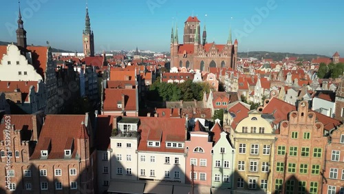 Wallpaper Mural Aerial view of colorful historic European Old Town, Gdansk, Poland Torontodigital.ca