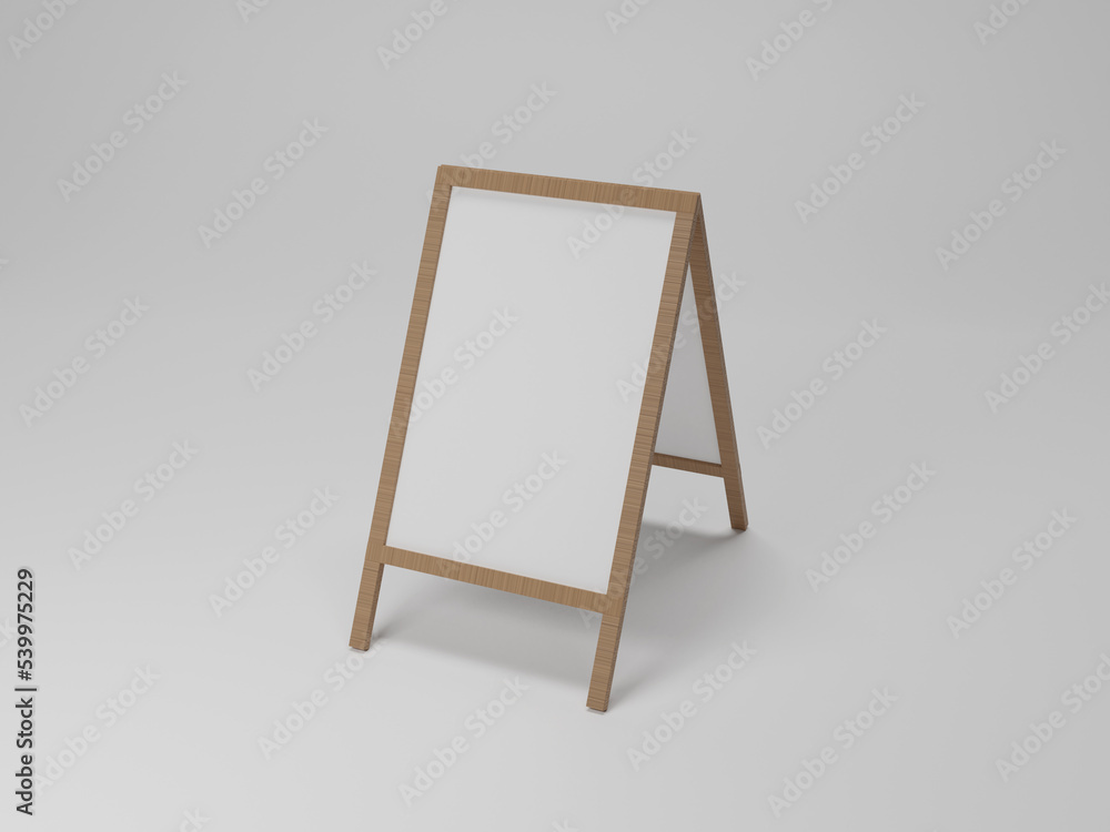 Wood stand banner mockup 3d rendering Wood stand banner mockup 3d rendering