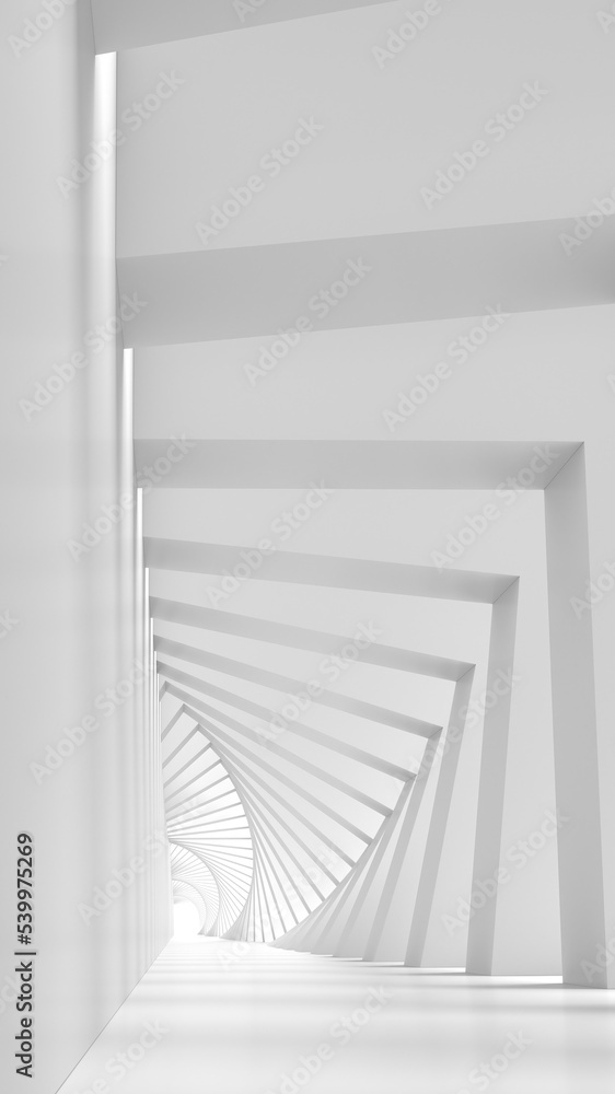 Fototapeta premium Abstract white tunnel background perspective.