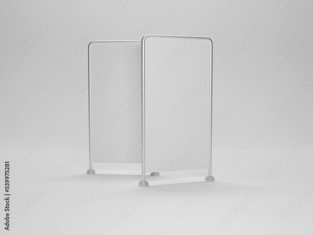 Stand banner mockup 3d rendering with white background Stand banner mockup 3d rendering with white background