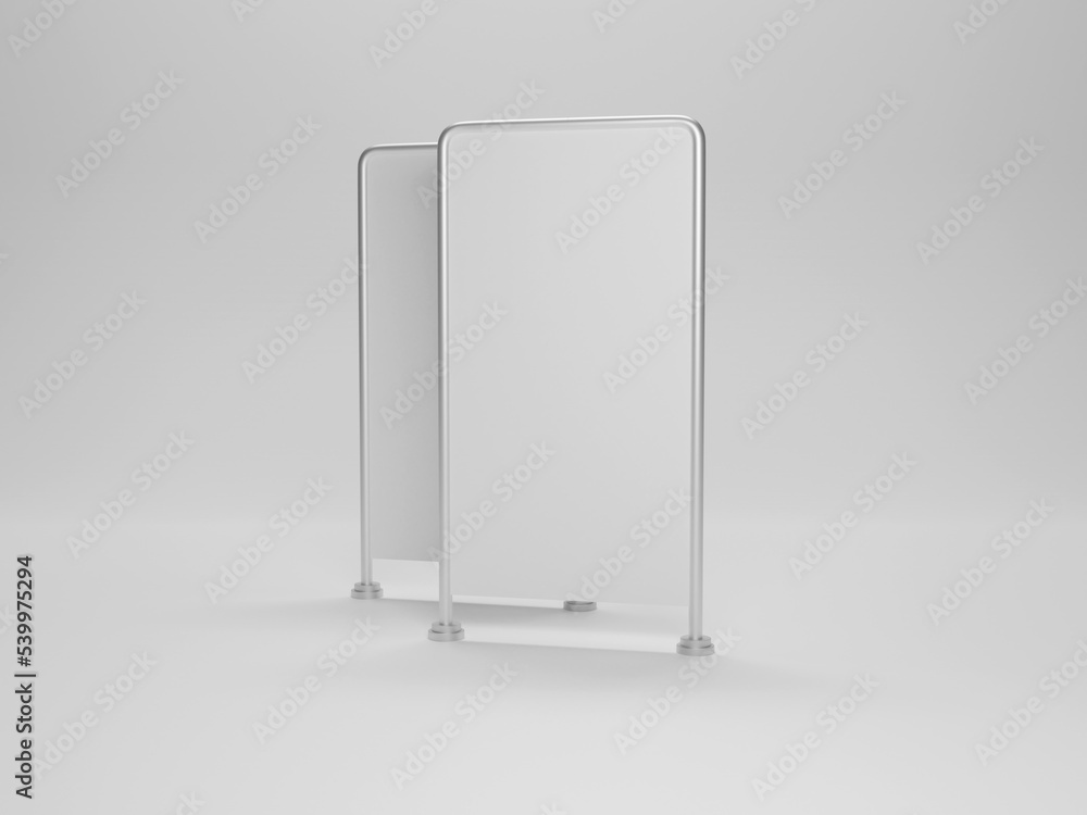 Stand banner mockup 3d rendering with white background Stand banner mockup 3d rendering with white background
