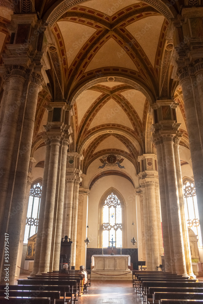 Pienza, Italy, 15 April 2022:  Interior of the cathedral