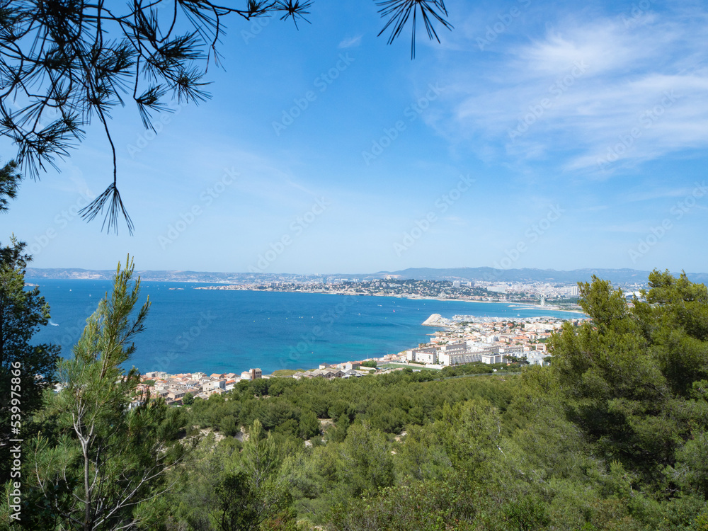 Marseille, France - May 22nd 2022: View from Calanques National Park towards the city.