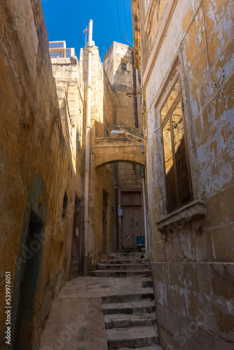 View of an ancient street in Birgu old  town, one of the Three Cities of Malta photo