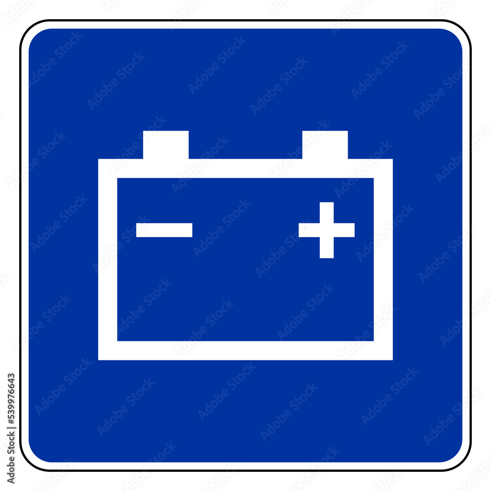 Obraz premium Autobatterie und Schild