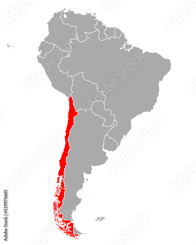 Karte von Chile in Südamerika