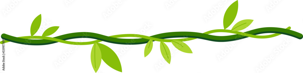 Jungle liana with leaves flat illustration - obrazy, fototapety, plakaty 