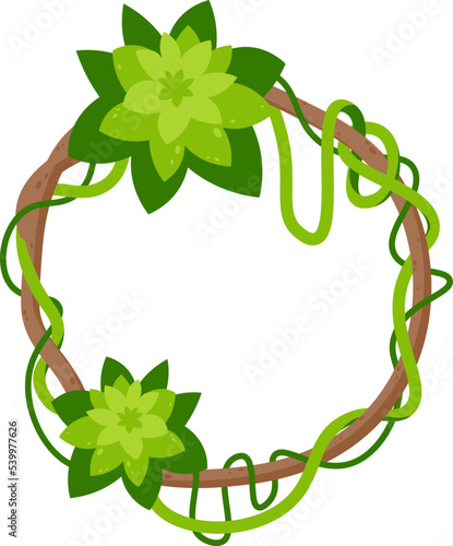 Liana jungle round frame with flowers