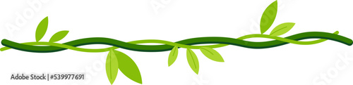 Fotografiet Jungle liana with leaves flat illustration